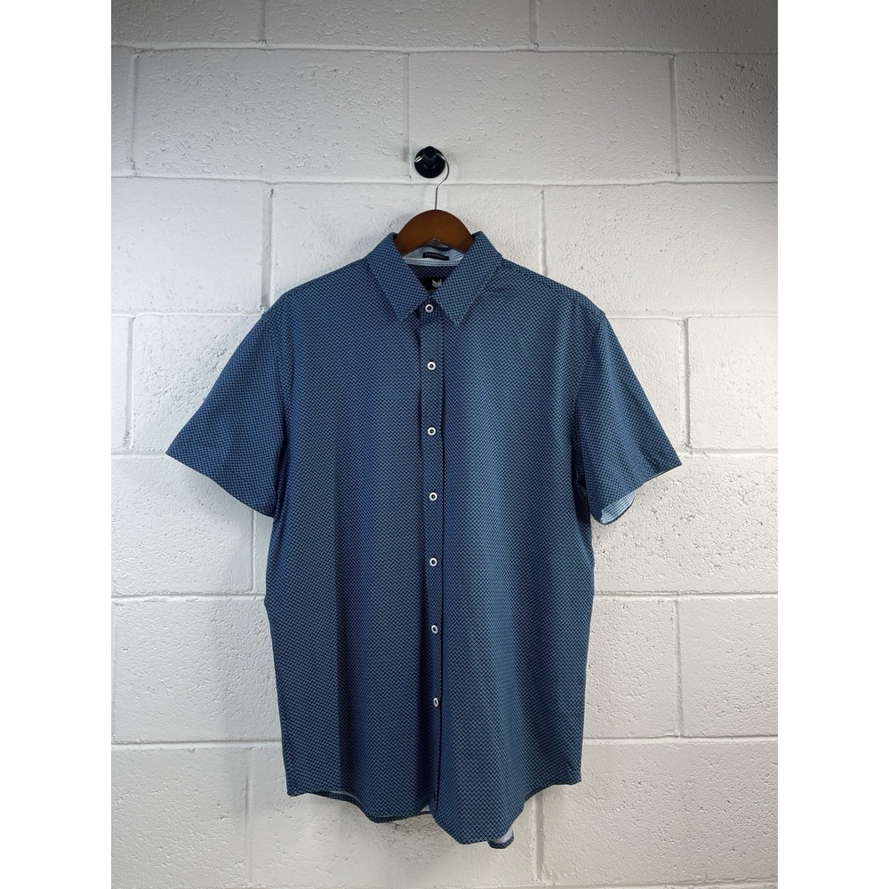Buttercloth Shirt XL Mens Icy Cotton Navy Blue Short Sleeve Button Up EUC
